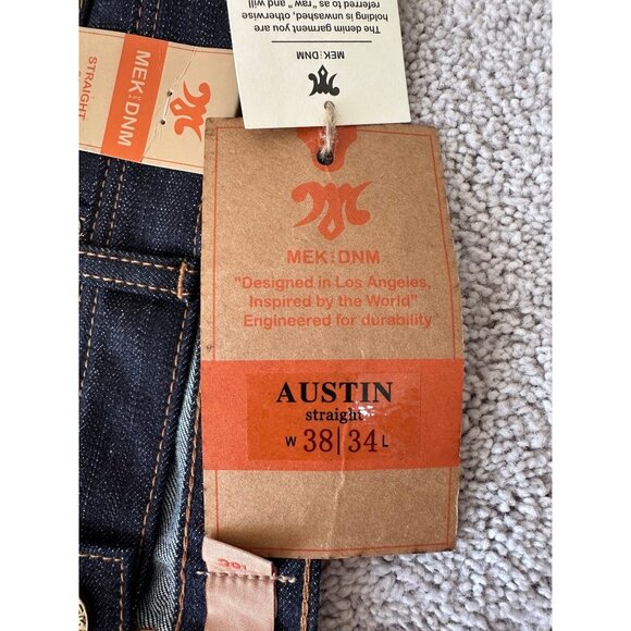 MEK DNM Jeans Mens Size 38 x 34 New Austin Denim Straight Fit Cotton Dark Wash - Picture 4 of 16